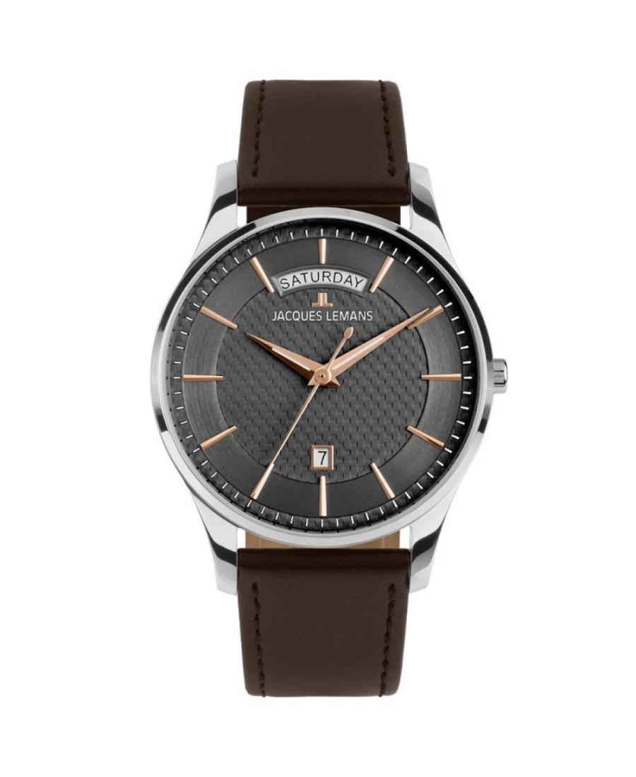 Men Klasické Quartz Analog Watch JACQUES LEMANS 1-2193D Silver color Dial 40mm