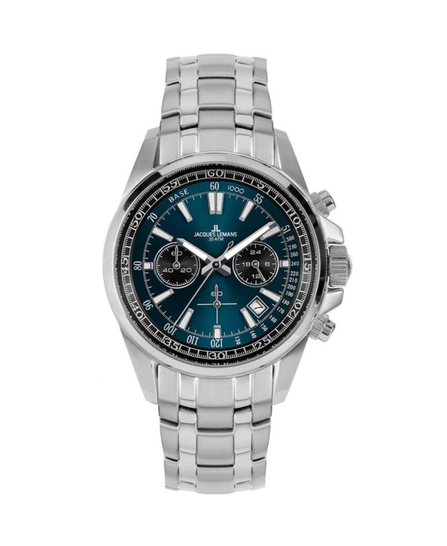 Men Sports Klassisch Diver Quartz Analog Watch Chronograph JACQUES LEMANS 1-2117ZC Schwarz Dial 44mm