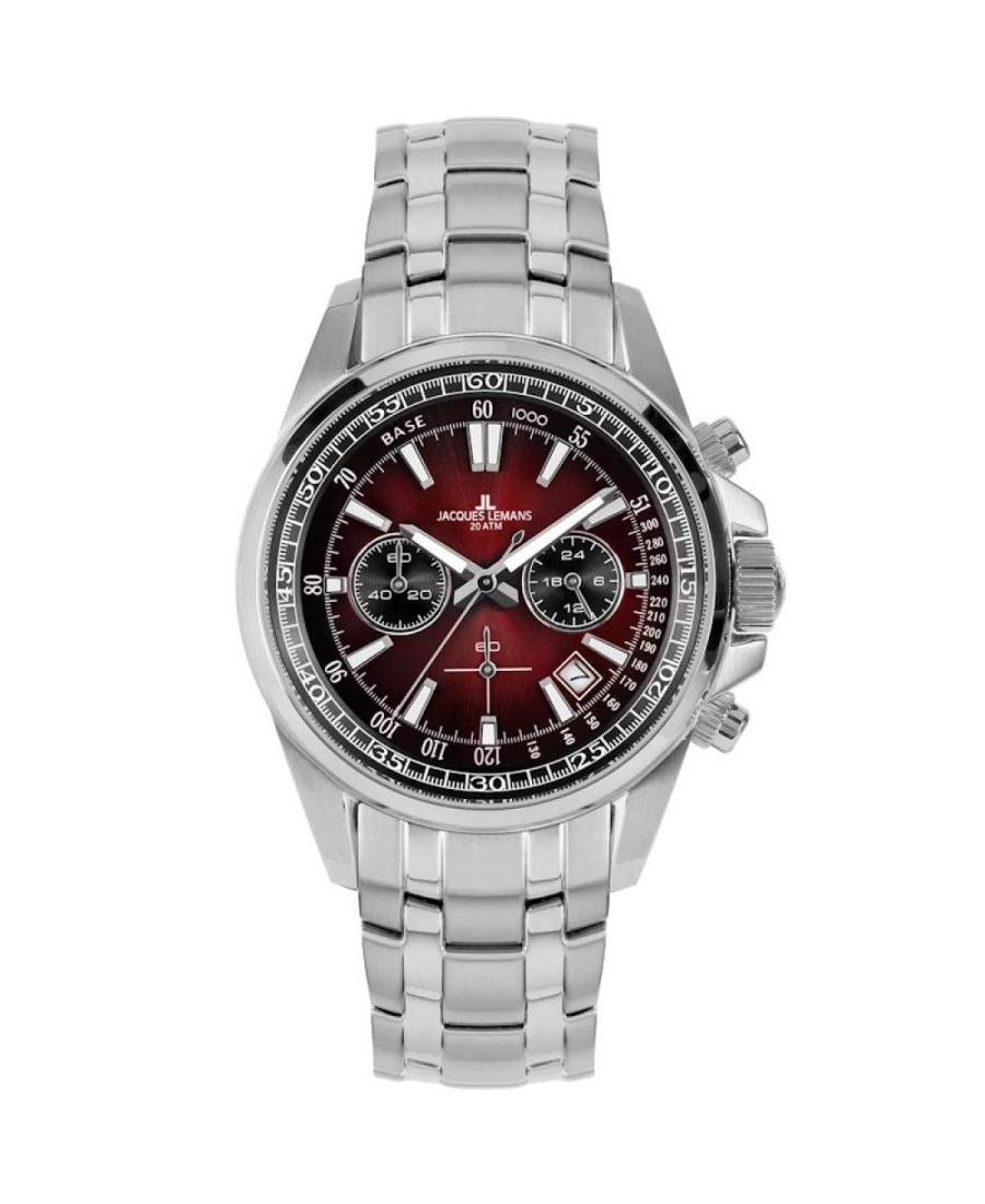 Men Sports Klasické Diver Quartz Analog Watch Chronograph JACQUES LEMANS 1-2117ZQ Černá Dial 44mm