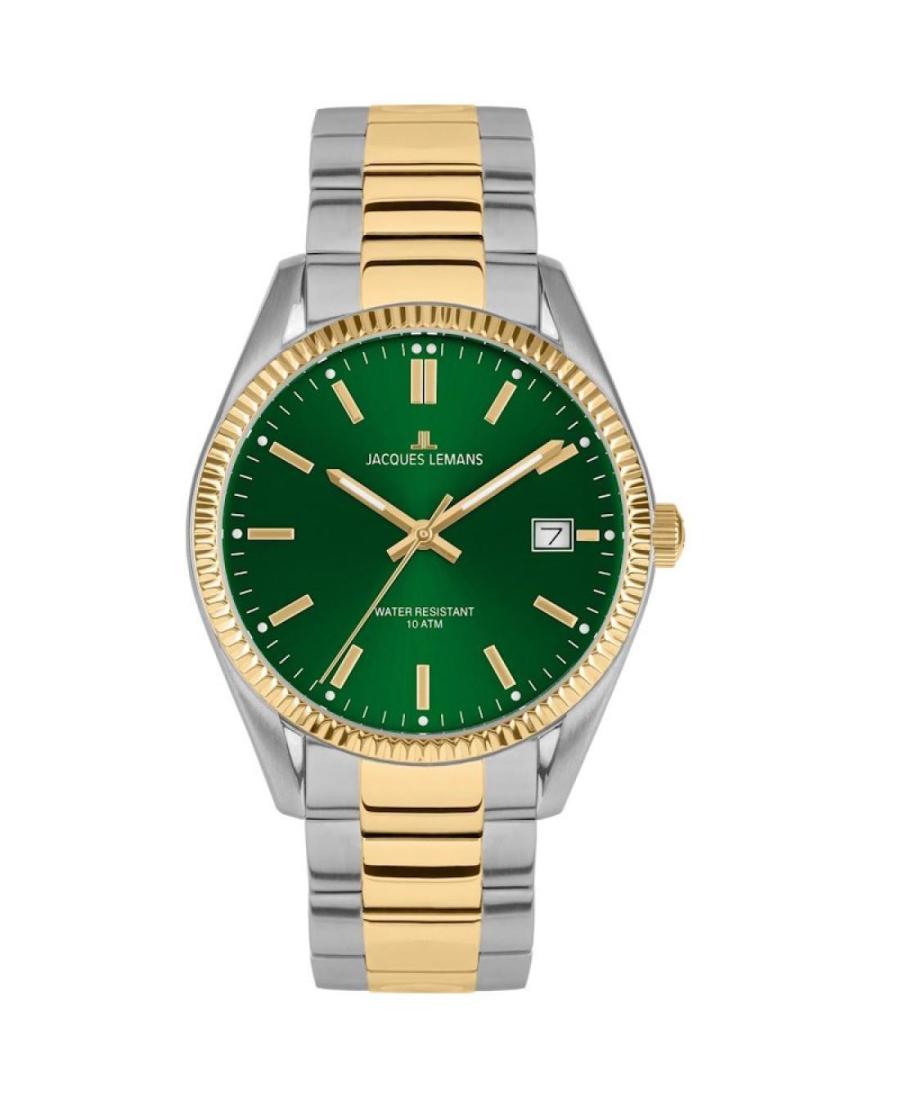 Men Classic Quartz Analog Watch JACQUES LEMANS 50-3K Green Dial 40mm