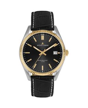 Men Klassisch Quartz Analog Watch JACQUES LEMANS 50-3U Schwarz Dial 40mm