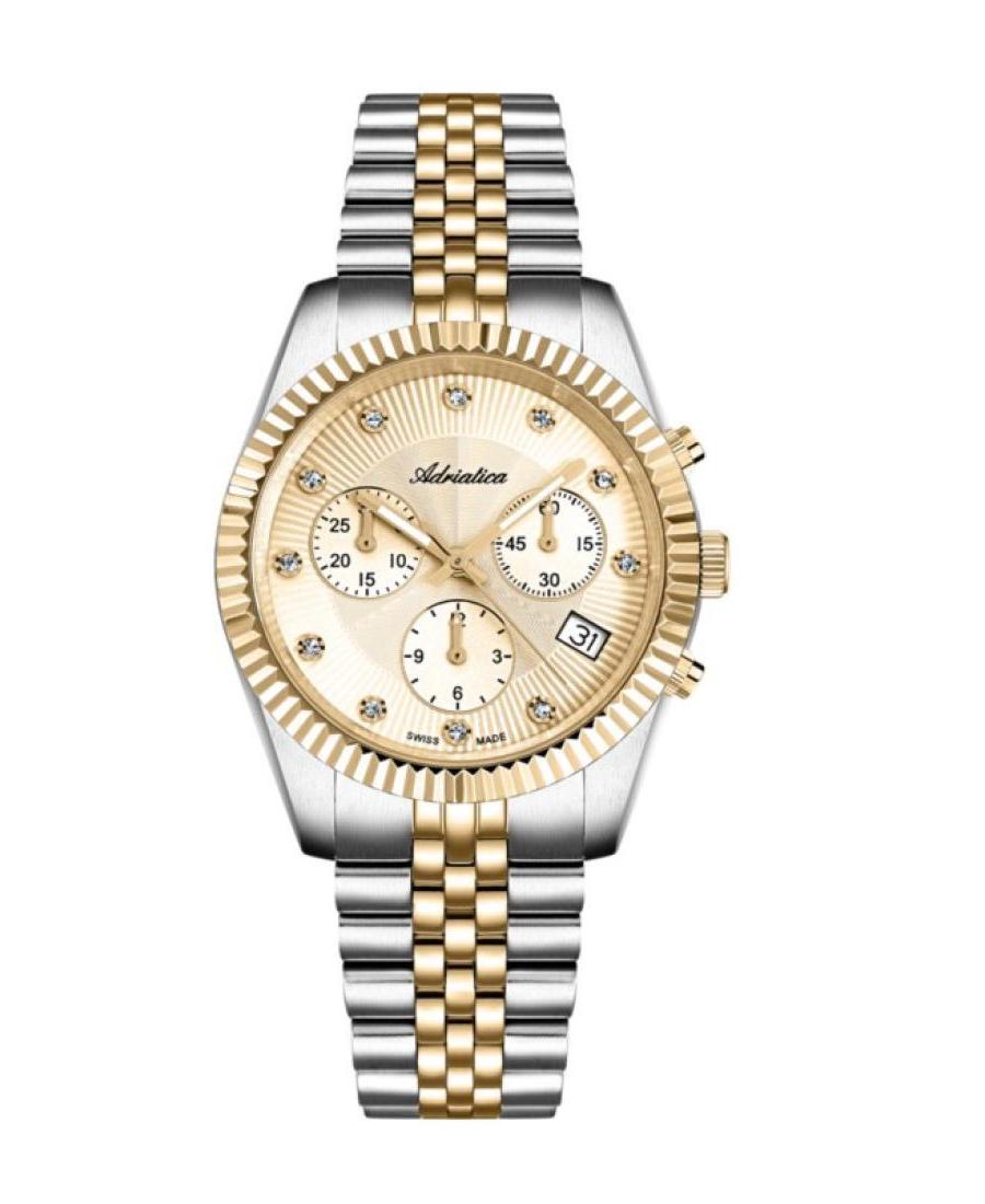 Women Classic Analog Swiss Quartz Watch Chronograph ADRIATICA Gold color Dial 38mm A3809.2141CH