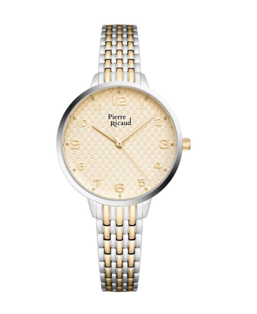 Women Classic Analog Quartz Watch PIERRE RICAUD Gold color Dial 34mm P21034.2121Q