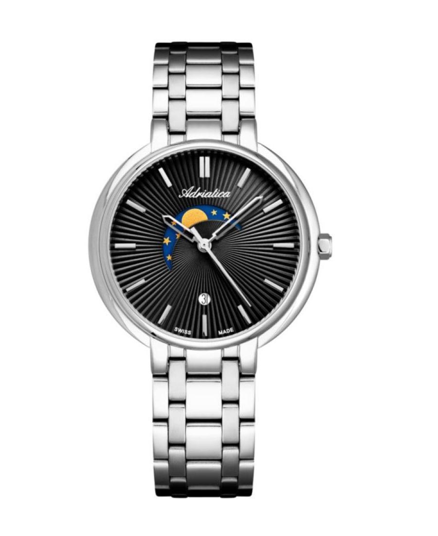 Women Classic Analog Swiss Quartz Watch ADRIATICA Schwarz Dial 34mm A3835.5114Q