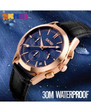 Men Fashion Quartz Analog Watch Chronograph SKMEI 9127 blue Blau Dial 40mm image 2