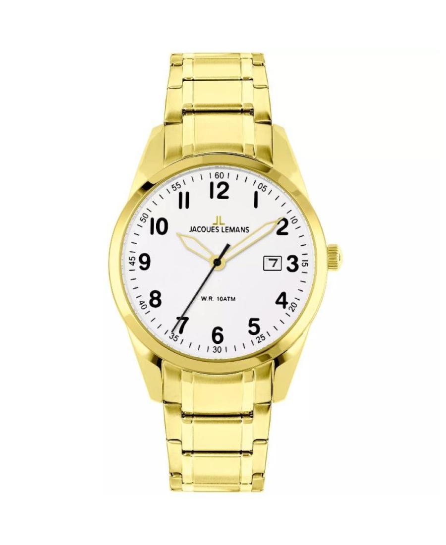 Men Klasické Quartz Analog Watch JACQUES LEMANS 1-2002V Bílá Dial 40mm