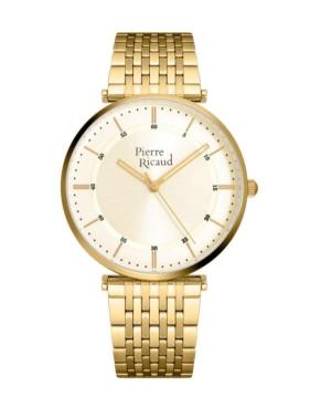 Mężczyźni Classic Analog kwarcowy Zegarek PIERRE RICAUD Złoty kolor Wybierz 40mm P91038.1111Q