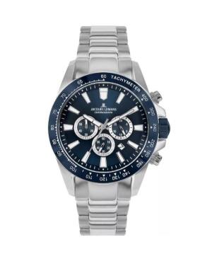Men Classic Sports Quartz Analog Watch Chronograph JACQUES LEMANS 1-2140F Blue Dial 48mm