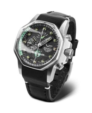 Men Diver Luxury Quartz Analog Watch Chronograph VOSTOK EUROPE YM86-640A695LEBK-SLBK Black Dial 48mm