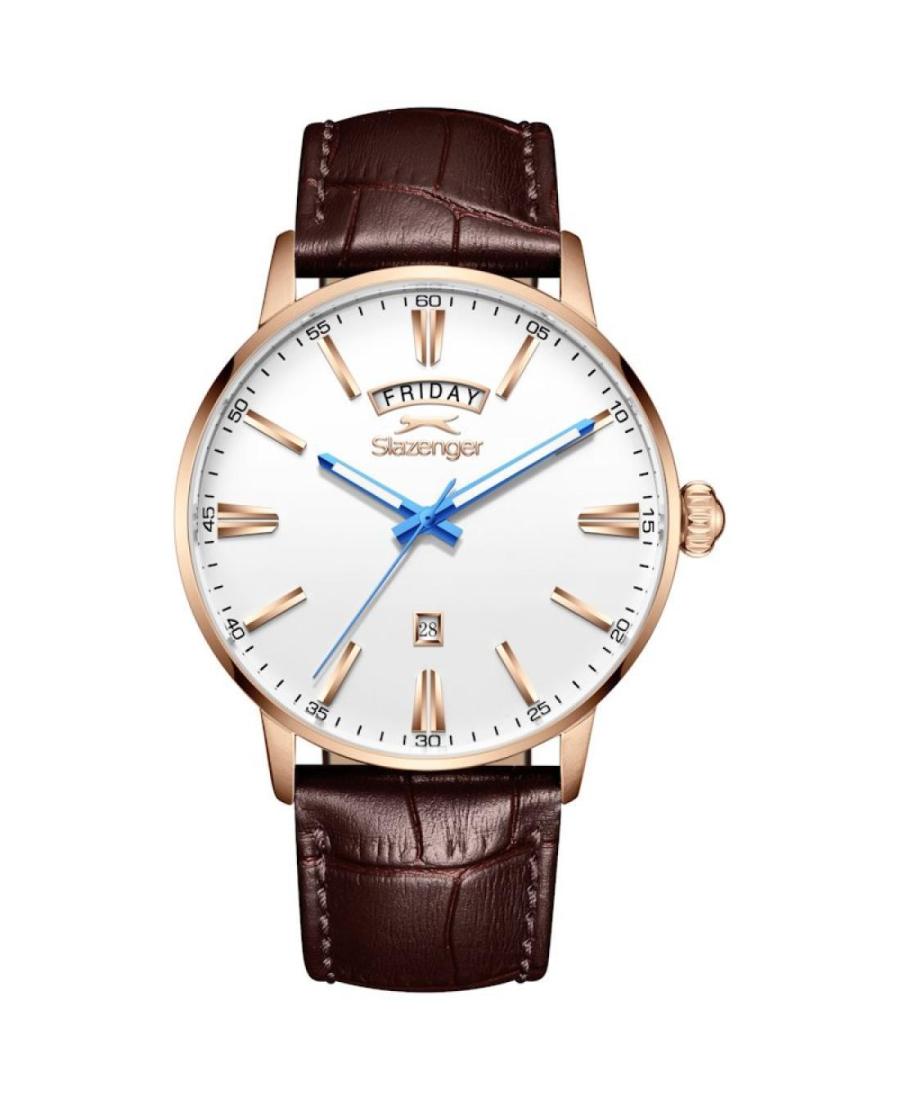 Men Klassisch Quartz Analog Watch SLAZENGER SL.9.2562.2.03 Weiß Dial 42mm