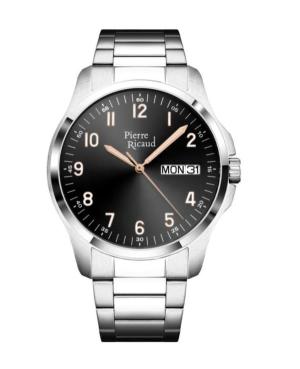 Men Classic Analog Quartz Watch PIERRE RICAUD Silver color Dial 42mm P91105.5127Q