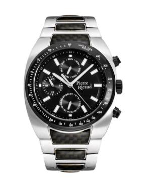 Мужские Классические Аналоговые Кварцевые Часы PIERRE RICAUD Черный Циферблат 44mm P97026.Y114QF/T