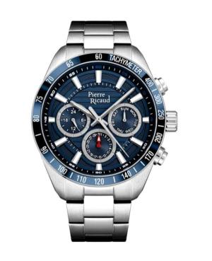 Мужские Классические Аналоговые Часы PIERRE RICAUD Синий Циферблат 44mm P97031.T115QF