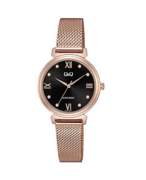 Women Classic Japan Quartz Analog Watch Q&Q Q27B-005PY Black Dial