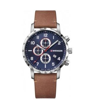 Mężczyźni klasyczny Szwajcar kwarcowy analogowe Zegarek Chronograf WENGER 01.1543.108 Niebieska Wybierz 44mm