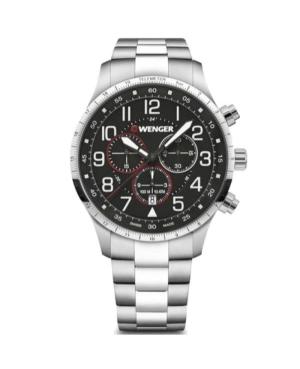 Men Classic Swiss Quartz Analog Watch Chronograph WENGER 01.1543.120 Black Dial 44mm