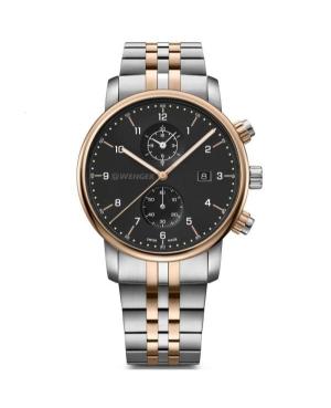 Men Klasické Swiss Quartz Analog Watch Chronograph WENGER 01.1743.129 Černá Dial 42mm