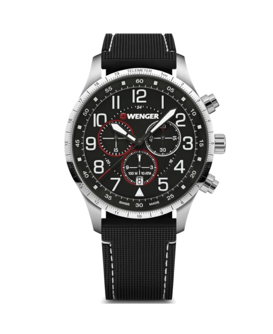 Vyriškas Sportinis Swiss Kvarcinis Watch Chronograph WENGER 01.1543.119 Juodas Dial