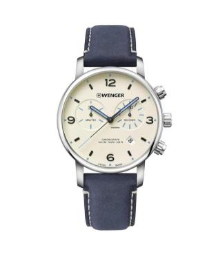 Men Sports Klasické Swiss Quartz Analog Watch Chronograph WENGER 01.1743.119 Sand Dial 44mm