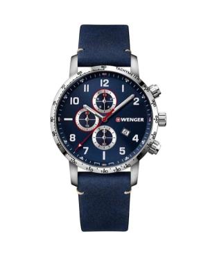 Men Classic Swiss Quartz Analog Watch Chronograph WENGER 01.1543.109 Black Dial 44mm
