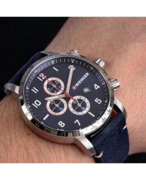 Men Klasické Swiss Quartz Analog Watch Chronograph WENGER 01.1543.109 Černá Dial 44mm image 8