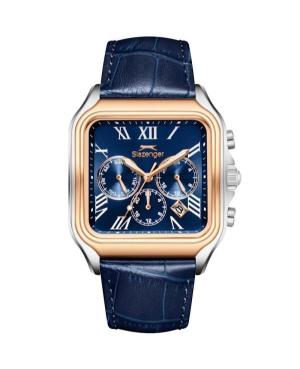 Men Klassisch Quartz Analog Watch SLAZENGER SL.9.2548.2.03 Blau Dial 40mm