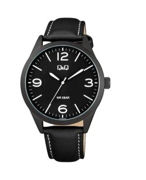 Men Classic Japan Quartz Analog Watch Q&Q Q77B-002PY Black Dial 42mm