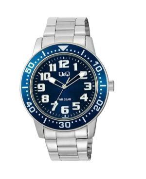 Men Klasické Japan Quartz Analog Watch Q&Q Q60B-002PY Modrá Dial 45mm