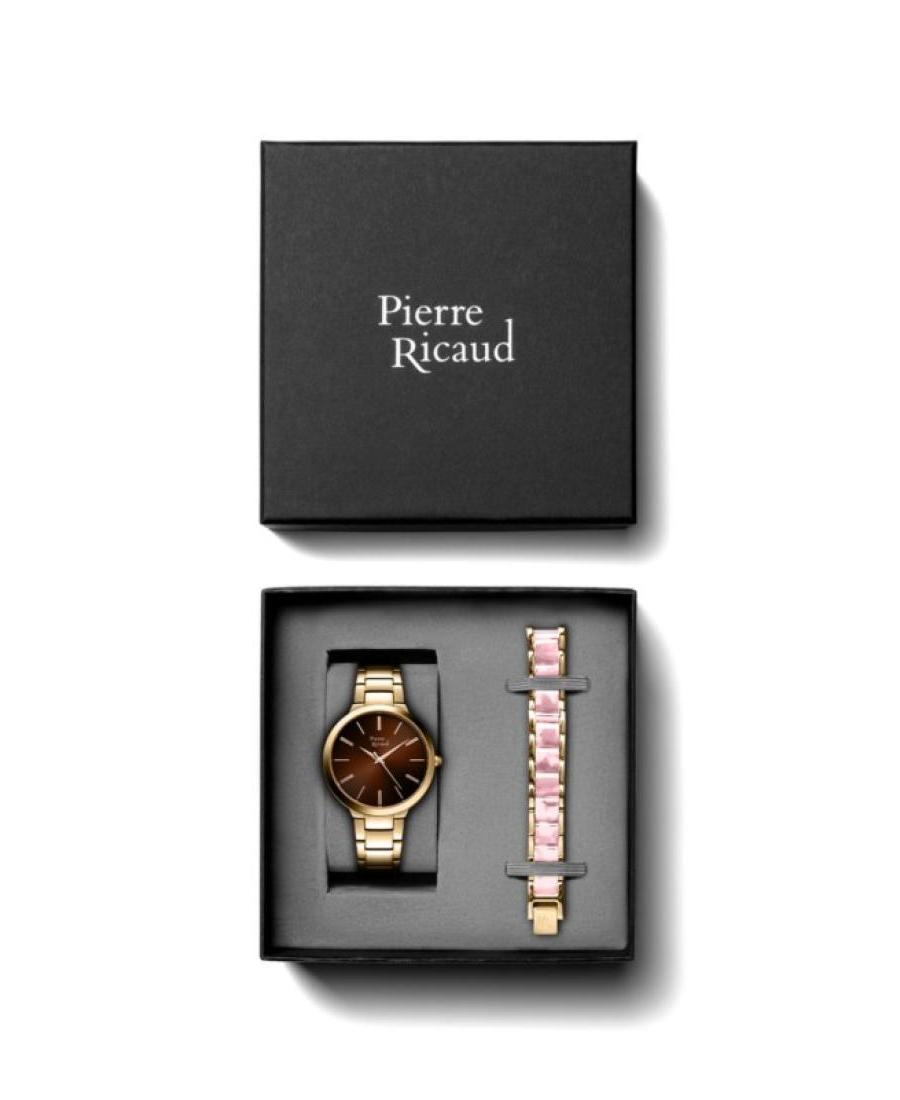 Moteriškas Classic Analog Kvarcinis Watch PIERRE RICAUD Rudas Dial 35mm P22051.1C1GQ/T - SET