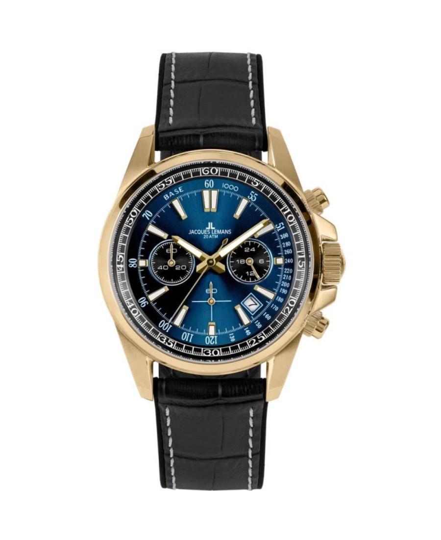 Mężczyźni klasyczny sportowy Diver kwarcowy analogowe Zegarek Chronograf JACQUES LEMANS 1-2117ZH Niebieska Wybierz 44mm