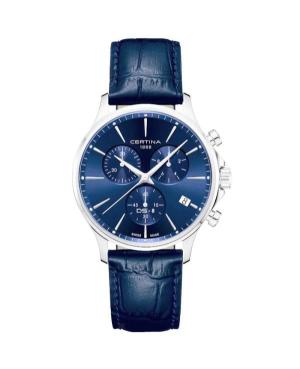Men Classic Swiss Quartz Analog Watch Chronograph CERTINA C045.417.16.041.00 Blue Dial 41mm
