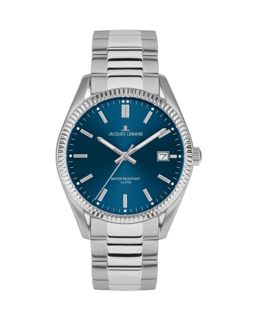 Women Klassisch Quartz Analog Watch JACQUES LEMANS 50-4C Blau Dial 34mm