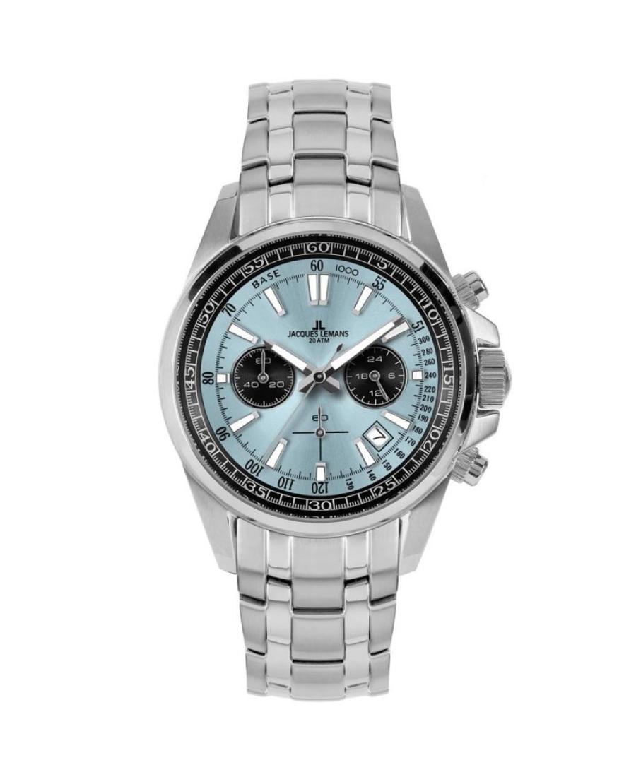 Men Klasické Sports Diver Quartz Analog Watch Chronograph JACQUES LEMANS 1-2117ZB Modrá Dial 44mm
