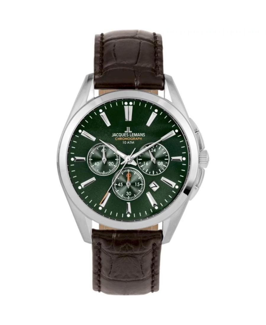 Men Sports Classic Quartz Analog Watch Chronograph JACQUES LEMANS 1-1945.1C Green Dial 42mm
