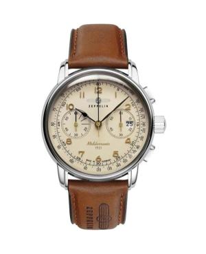 Men Classic Quartz Analog Watch Chronograph ZEPPELIN 9670-5 Brown Dial 42mm
