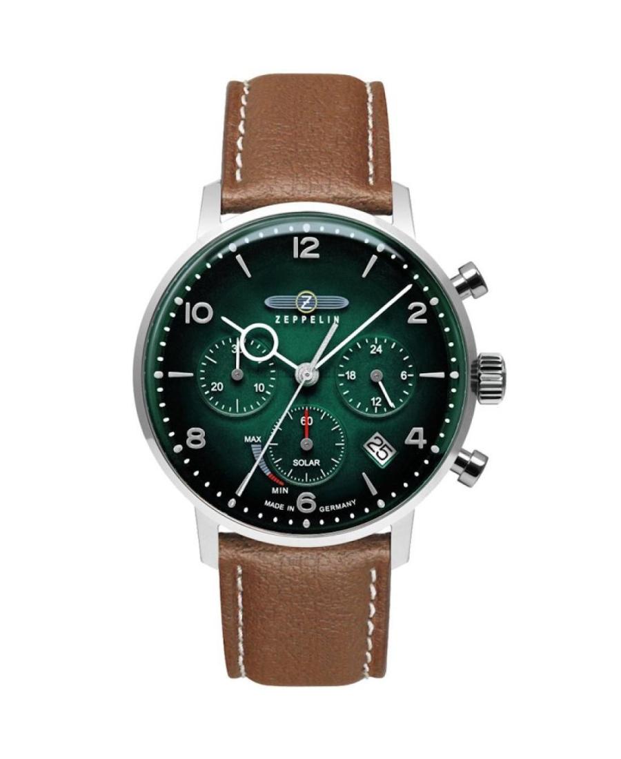 Men Klassisch Eco-Drive Analog Watch Chronograph ZEPPELIN 8086-4_N Grün Dial 41mm