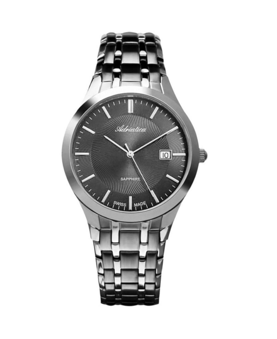 Men Classic Analog Klasické Swiss Quartz Watch ADRIATICA Silver color Dial 40mm A1236.S116Q