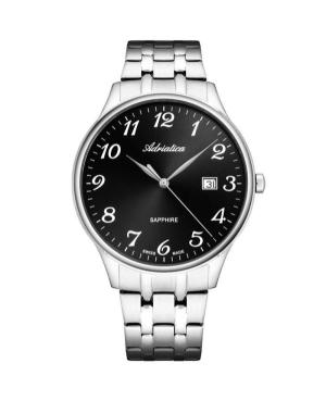 Men Classic Analog Klasické Swiss Quartz Watch ADRIATICA Černá Dial 41mm A1300.5124Q