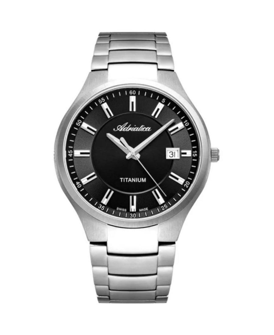 Men Classic Analog Klasické Swiss Quartz Watch ADRIATICA Silver color Dial 40mm A8329.4116Q