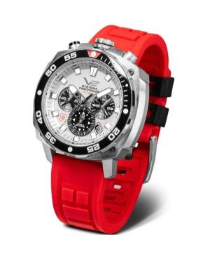 Men Sports Diver Quartz Analog Watch Chronograph VOSTOK EUROPE VK67-650A722LEBW-SLRE Bílá Dial 49.5mm