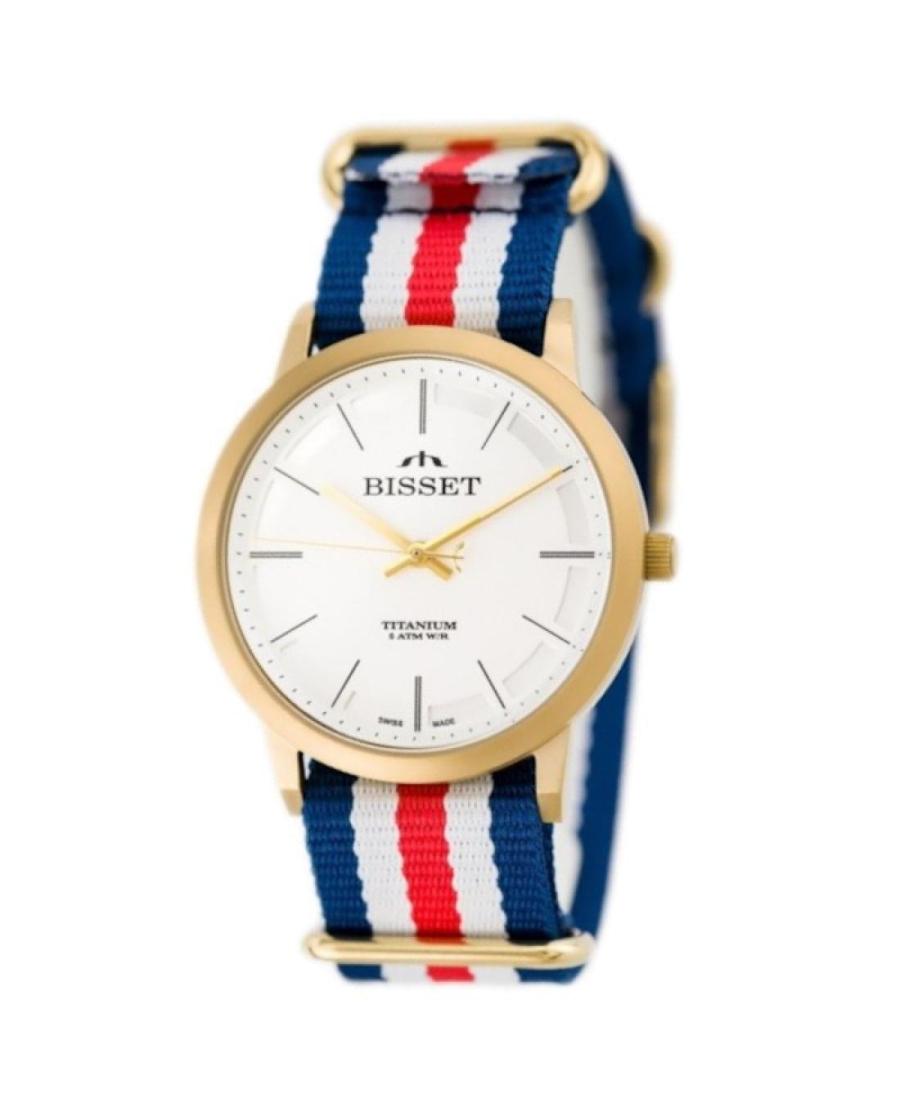 Men Klassisch Swiss Quartz Analog Watch BISSET BSFE42GISX05BX Weiß Dial 38mm