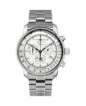 Men Klasické Quartz Analog Watch Chronograph ZEPPELIN 7680MB-1 Silver Dial 42mm