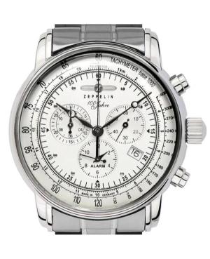 Men Klasické Quartz Analog Watch Chronograph ZEPPELIN 7680MB-1 Silver Dial 42mm image 5