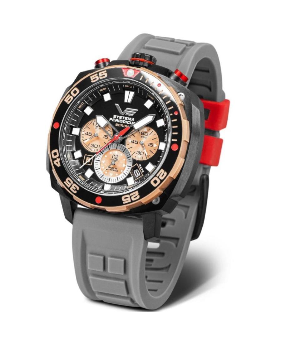Mężczyźni sportowy Diver kwarcowy analogowe Zegarek Chronograf VOSTOK EUROPE VK67-650E721LEBW-SLGY Czarny Wybierz 49.5mm