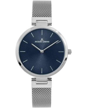 Women Fashion Classic Quartz Analog Watch JACQUES LEMANS 1-2110C Blue Dial 34mm