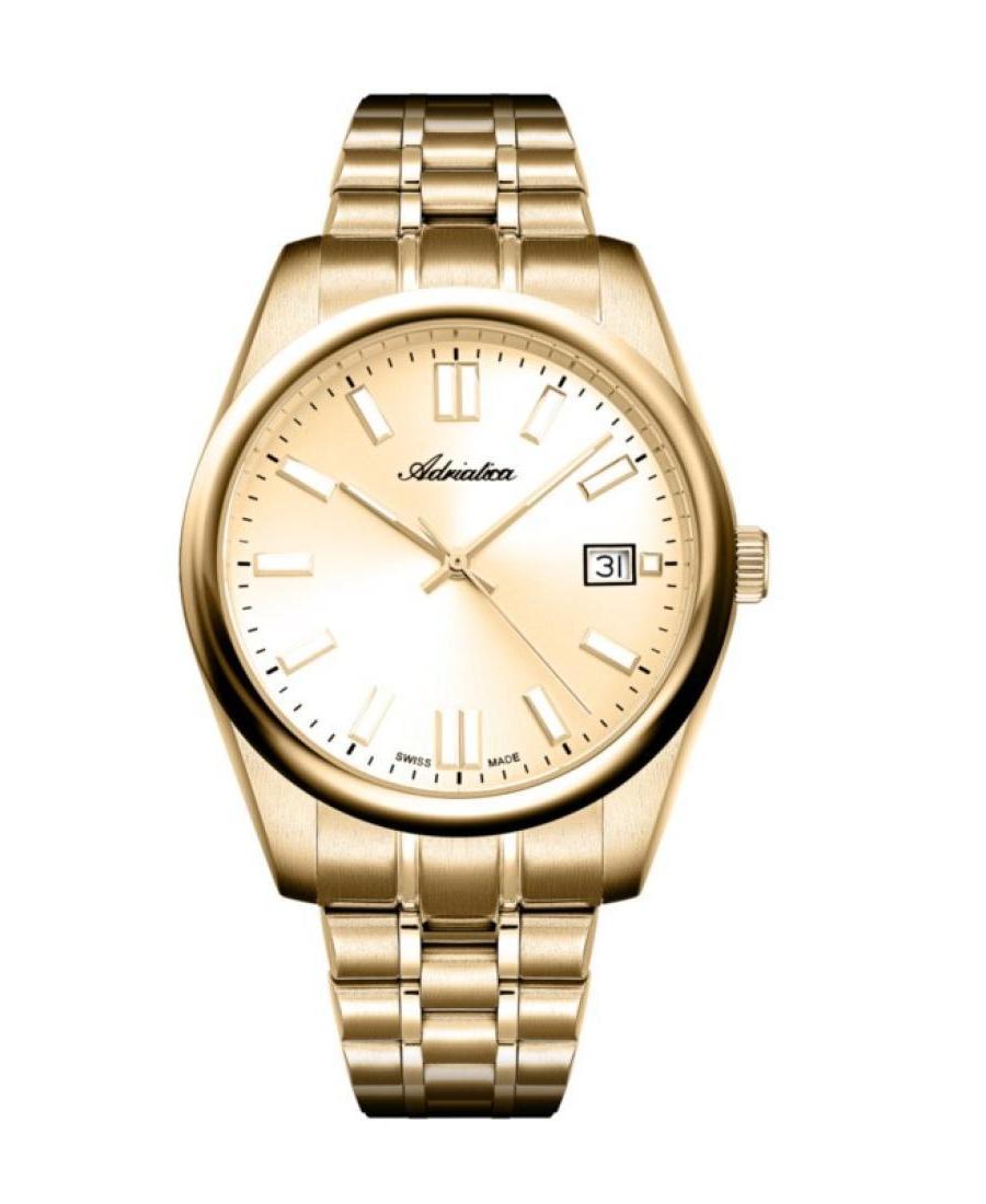 Men Classic Analog Swiss Quartz Watch ADRIATICA Gold color Dial 40mm A1298.1111Q