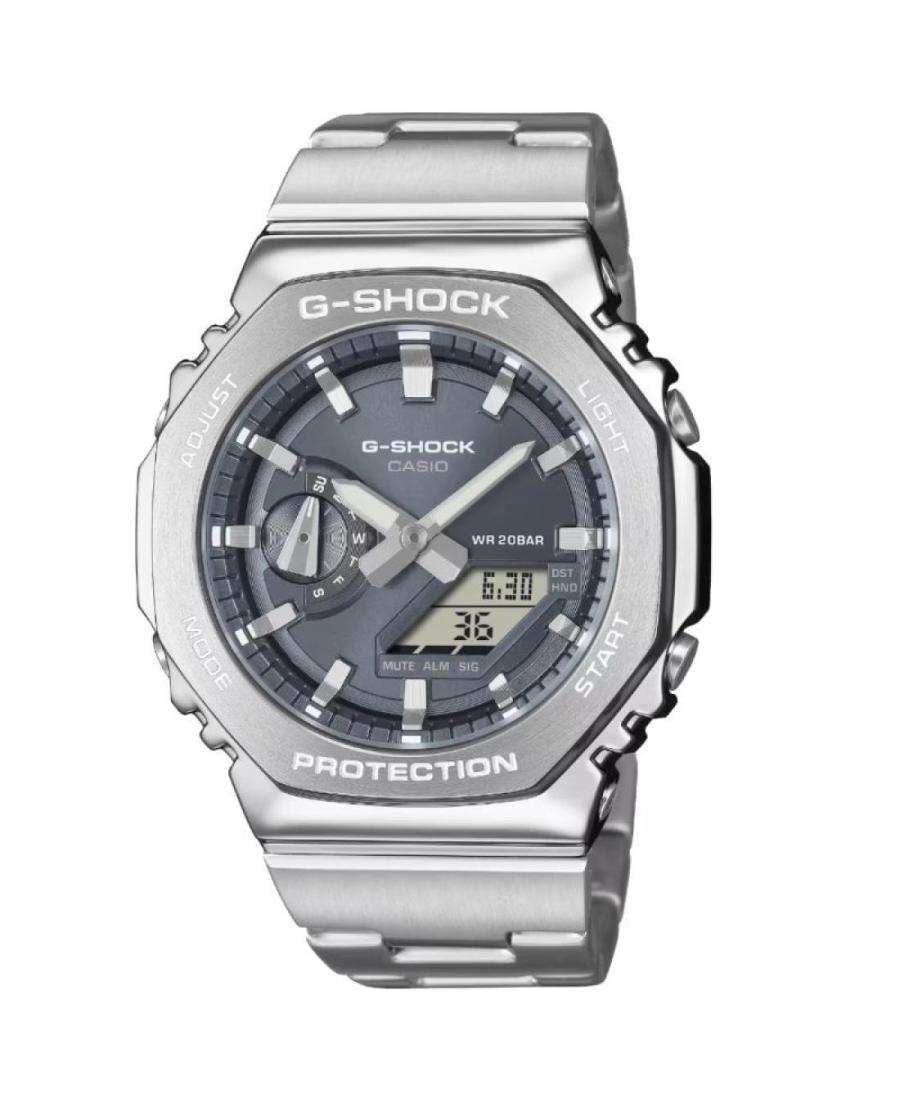 Men Sports Functional Diver Japan Quartz Analog Watch Timer CASIO GM-2110D-8AER G-Shock Silver color Dial