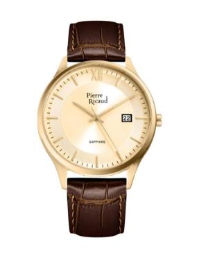 Men Classic Analog Quartz Watch PIERRE RICAUD Gold color Dial 41mm P97262.1B61Q