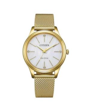 Kobiety klasyczny Japonia bateria słoneczna analogowe Zegarek CITIZEN EM1222-87A Srebrna Wybierz 34mm