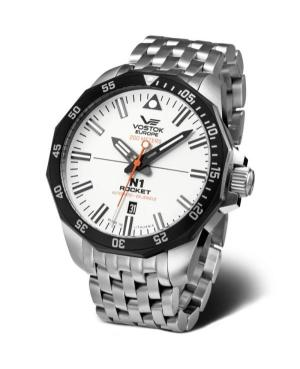 Men Classic Diver Automatic Analog Watch VOSTOK EUROPE NH35-225E711BR White Dial 46mm